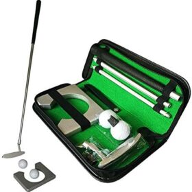 Neon Portable Executive Golf Putter Set – Travel Indoor Practice Kit with Ball & Cup