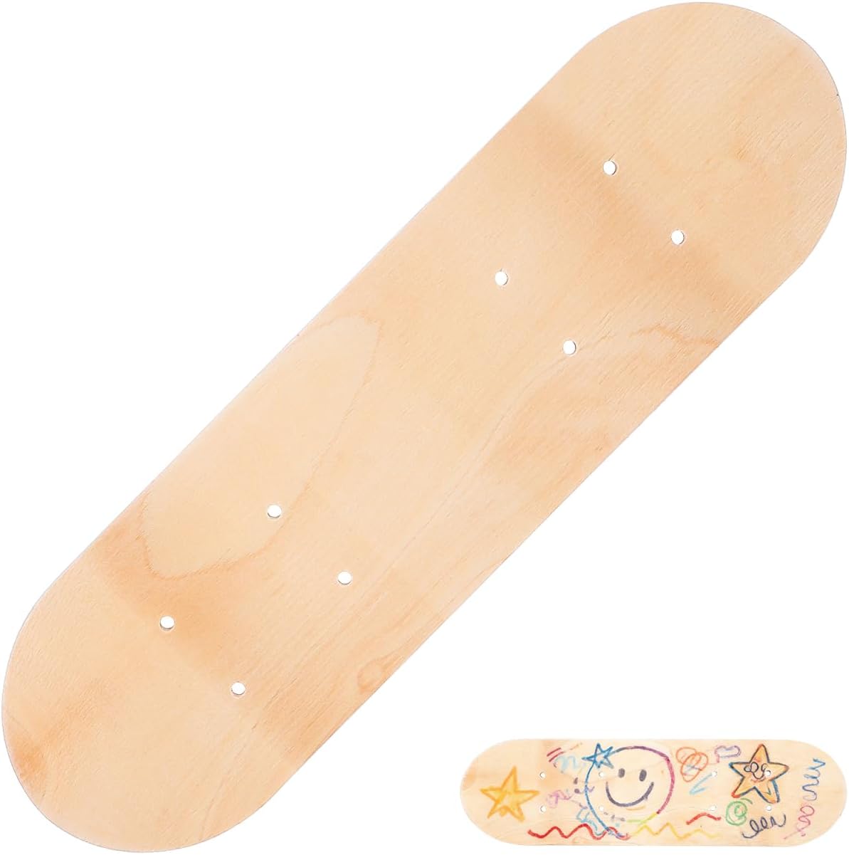 DIY Blank Skateboard Deck - 7-Layer Maple Wood for Custom Art, Skate Projects & Creativity (17 x 5 Inch)