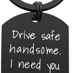 Drive Safe Keychain for Boyfriend – 'I Need You Here With Me' Heart Keyring Gift for Him, Husband & Fiancee (Valentine, Birthday, Car Accessories)