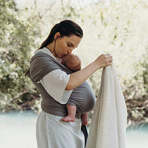 Boba Baby Wrap Carrier – Original Ergonomic Sling for Newborns, Hip-Healthy, Soft 4-Way Stretch Cotton, Hands-Free Bonding (Grey, 7–35 lbs)