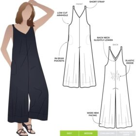 Style Arc Norman Jumpsuit Sewing Pattern - Women's Sizes 10-22, Easy-Fit Pull-On Design with Pockets