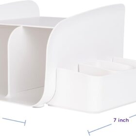 Ubbi White Tabletop Diaper Caddy –粮食 Storage Organizer for Newborn Essentials – Convenient Wipes Tray & Compartment for Creams – Portable Nursery Basket