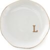 Personalized Initial L Ring Dish for Women - Ceramic White Monogram Jewelry Tray for Wedding, Engagement, & Bridal Gifts