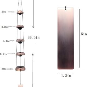 Handcrafted Copper Temple Wind Chimes – 5 Bell Feng Shui Outdoor Decoration for Garden, Patio & Porch – Zen Spiritual Gifts & Memorial Decor