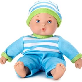 Madame Alexander Little Cuties 8-Inch Mini Baby Doll - Blue Outfit & Matching Hat - Soft Body Cuddle Toy for Toddlers (Light Skin Tone)