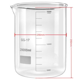 REACWARE 20L Laboratory Glass Beaker - Low Form Borosilicate Glass with Graduations