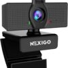 NexiGo N60 1080P Webcam – HD USB Computer Camera with Built-in Noise-Cancelling Microphone, Privacy Cover & Plug-and-Play Setup for Video Conferencing, Streaming, and Remote Work