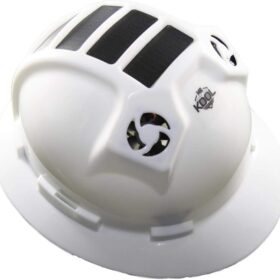 Kool Breeze Solar Powered Hard Hat with Rechargeable Fan, Full Brim Yellow Safety Helmet with Adjustable Ratchet Suspension - Type 1 Class C