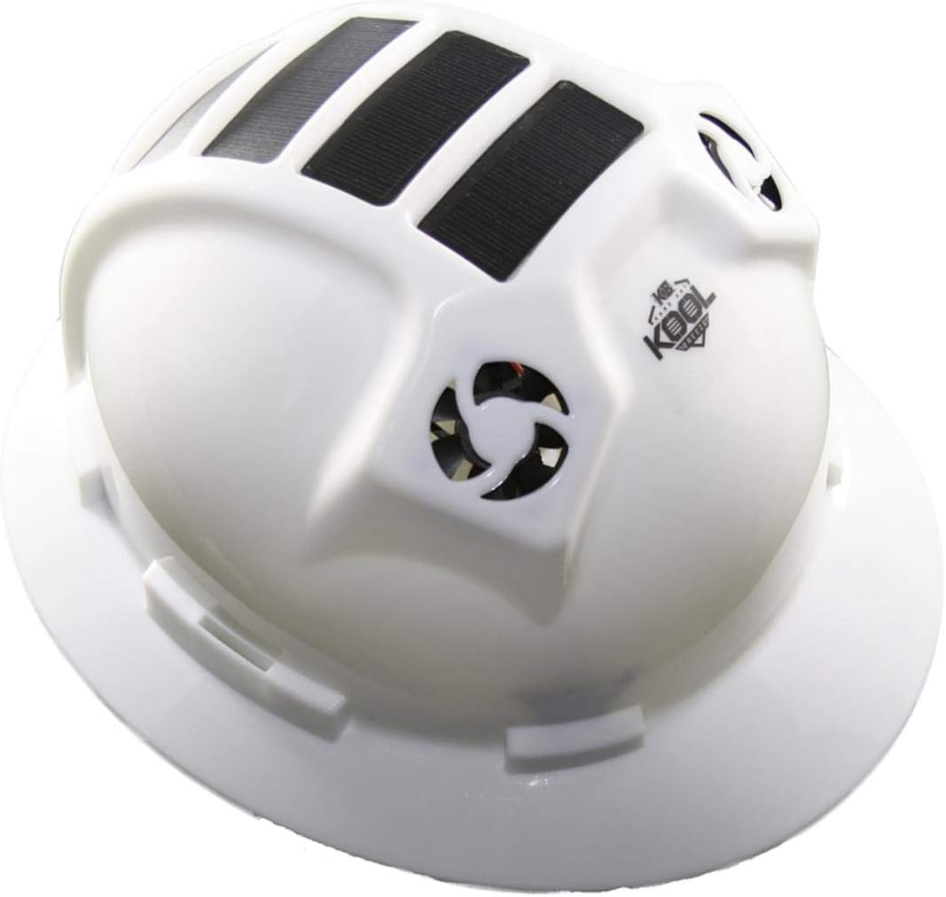 Kool Breeze Solar Powered Hard Hat with Rechargeable Fan, Full Brim Yellow Safety Helmet with Adjustable Ratchet Suspension - Type 1 Class C