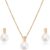 Timeless Elegance Women’s Pearl Jewelry Set – 14K Gold Plated Sterling Silver Necklace & Earrings – Ideal Wedding, Anniversary, or Birthday Gift