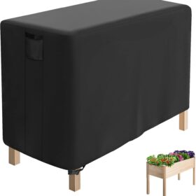 Waterproof Raised Garden Bed Cover – Heavy Duty Outdoor Planter Box Cover with Air Vents & Drawstring – 48" x 24" x 30" All-Weather Protection