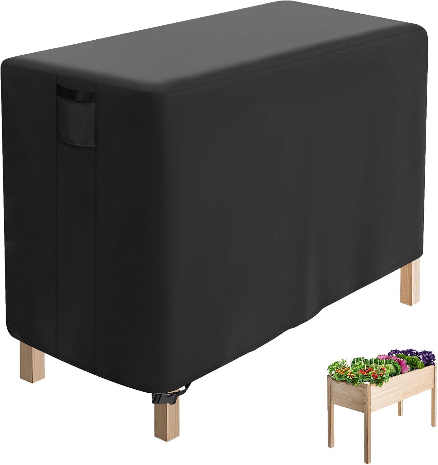 Waterproof Raised Garden Bed Cover – Heavy Duty Outdoor Planter Box Cover with Air Vents & Drawstring – 48" x 24" x 30" All-Weather Protection