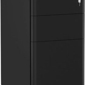 DWVO Mobile Vertical File Cabinet with Lock – 3-Drawer Rolling Storage Organizer, Pre-Assembled Steel Filing Cabinet for Home Office (Black)
