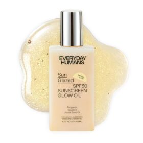 Everyday Humans Sun Glazed SPF 30 Sheer Body Glow Oil | Hydrating Non-Sticky Shimmering Sunscreen with Gold Mica, Squalane & Jojoba | Broad Spectrum UVA/UVB Protection (5.1 Fl Oz)