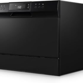 Midea 6 Place Setting Countertop Dishwasher - Portable Dishwasher with 8 Wash Programs, Baby Care & Glass Cycle, ENERGY STAR Certified, Ideal for Apartments, RVs, and Dorms - Black