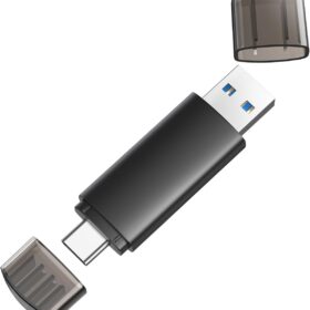 128GB USB-C Flash Drive, Dual USB 3.0 Thumb Drive 2-in-1 Type-C & USB A Memory Stick for iPhone 15, Android, PC & Mac (Black)