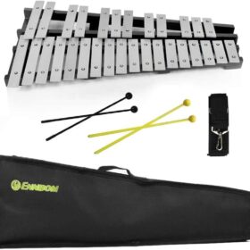ENNBOM 30-Note Foldable Glockenspiel Xylophone with Premium Aluminum Bars, Adjustable Stand, 4 Mallets & Carry Case – Professional Percussion for Band & Education