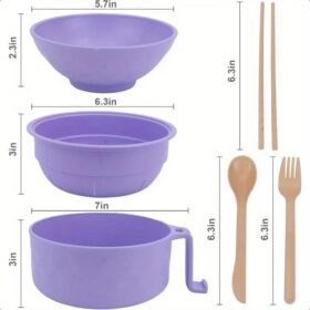 Microwave Ramen Bowl Set with Chopsticks & Vent Lid - College Dorm Essentials, BPA-Free Dishwasher Safe Noodle Cooker & Bento Box for Students & Office (Classic Style)