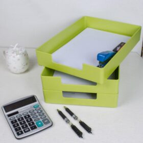 Green Stackable Letter Tray – A4 Desk Drawer Organizer for Office, School & Home File Storage