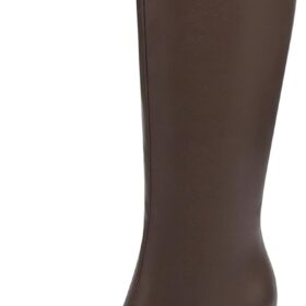 Women's Chunky Heel Knee High Boots - Pointed Toe Wide Calf Side Zipper Faux Leather Tall Dress Shoes for Fall & Winter
