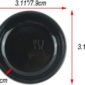 100 Count Black Disposable Dipping Sauce Dishes - 3.11 inch Round Plastic Soy Sauce Plates for Sushi, Catering, BBQ & Tastings