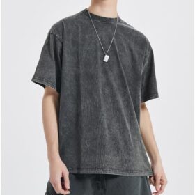 Heavyweight Unisex Cotton Crew Neck T-Shirts – Bulk Pack of Vintage Style Basic Short Sleeve Tees