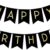 FECEDY Black and Gold Happy Birthday Banner - Luxury Shiny Foil Letter Bunting for Party Decorations