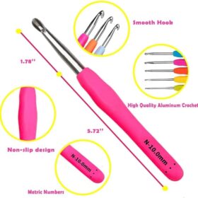 Yarniss Ergonomic Crochet Hooks Set (14 Sizes 2mm-10mm) – Complete DIY Kit with Case, Yarn Needles, Scissors & Markers – Ideal for Beginners & Arthritis Relief