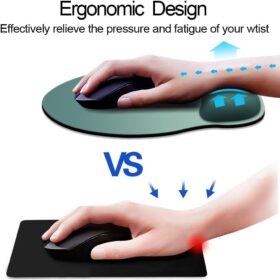 DOOKE ErgoComfort Ergonomic Mouse Pad with Wrist Rest - Non-Slip Memory Foam Support Desk Mat, Soft Lycra Surface for Office & Gaming - Bistro Green