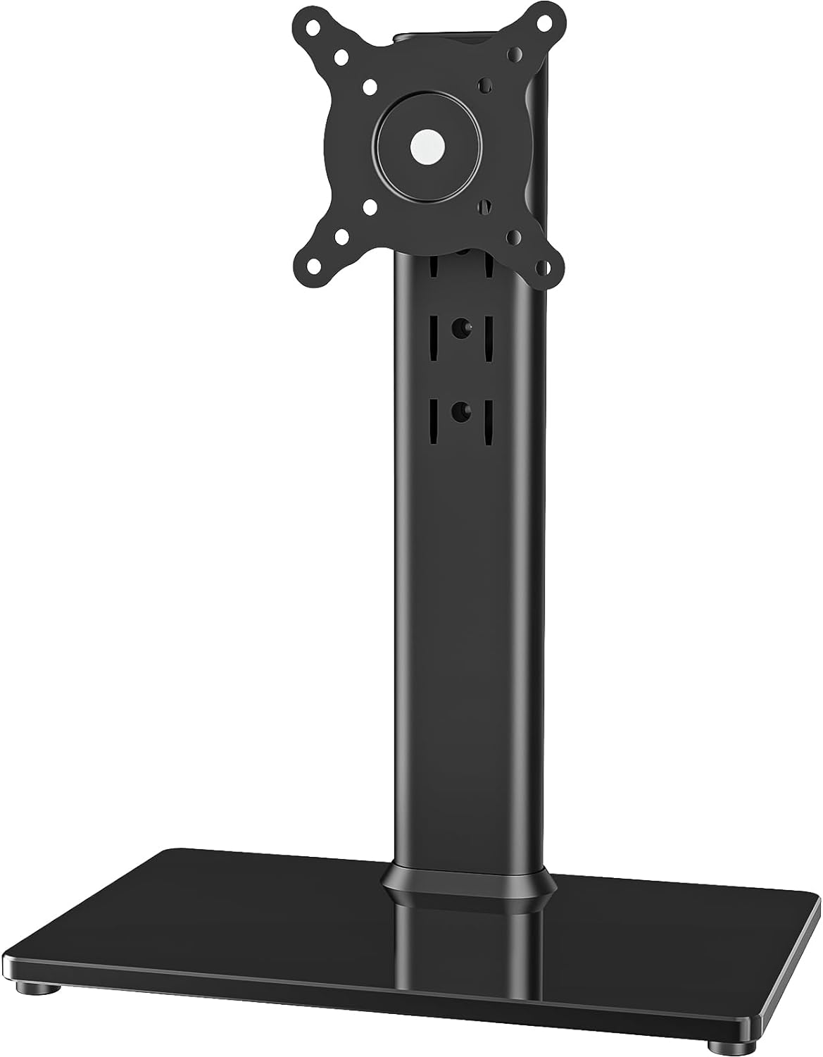 Single LCD Monitor Desk Stand Riser – Free-Standing Height Adjustable Mount with Swivel & Rotation for 13-32 inch Screens (VESA 100x100, 77lb Capacity)