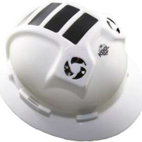 Kool Breeze Solar Powered Hard Hat with Built-in Cooling Fan - Full Brim Vented Safety Helmet with Rechargeable Battery & Ratchet Suspension for Construction, Landscaping, and Hot Weather Work