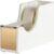 BLU MONACO White & Gold Acrylic Tape Dispenser – Weighted Desk Tape Cutter with Non-Slip Base for Office & Home