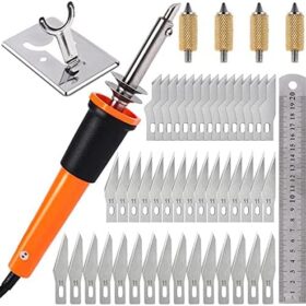 Professional 67-Piece Electric Hot Knife Cutter Kit – Multipurpose Stencil Tool with 60 Blades and Heat-Resistant Metal Stand (110V)