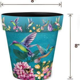Briarwood Lane Springtime Hummingbirds Decorative Planter – UV-Resistant Outdoor & Indoor Flower Pot (8.5")