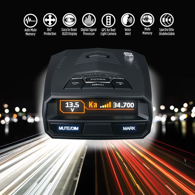 Uniden R4W Extreme Long-Range Radar & Laser Detector with Built-in GPS, Wi-Fi, Bluetooth & OLED Display