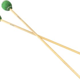 AIAS Vibraphone Mallets - Green Wrapped Yarn Heads with Maple Shafts, 16-Inch Professional Percussion Mallets for Clear Articulation and Tone (1 Pair)