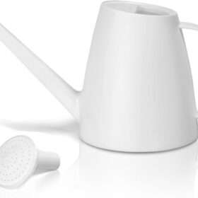 UFANME 1/2 Gallon White Watering Can for Indoor and Outdoor Plants - Ergonomic Long Spout Garden Waterer