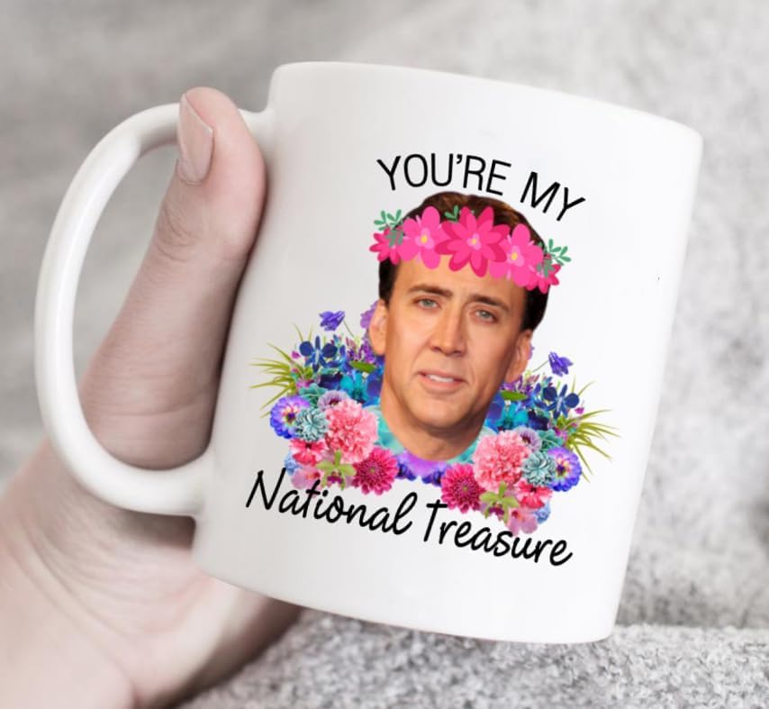 11oz 'You're My National Treasure' Coffee Mug – Unique Novelty Gift Cup for Coffee & Tea Lovers – Funny White Ceramic Coffee Cup with Comfort Grip Handle