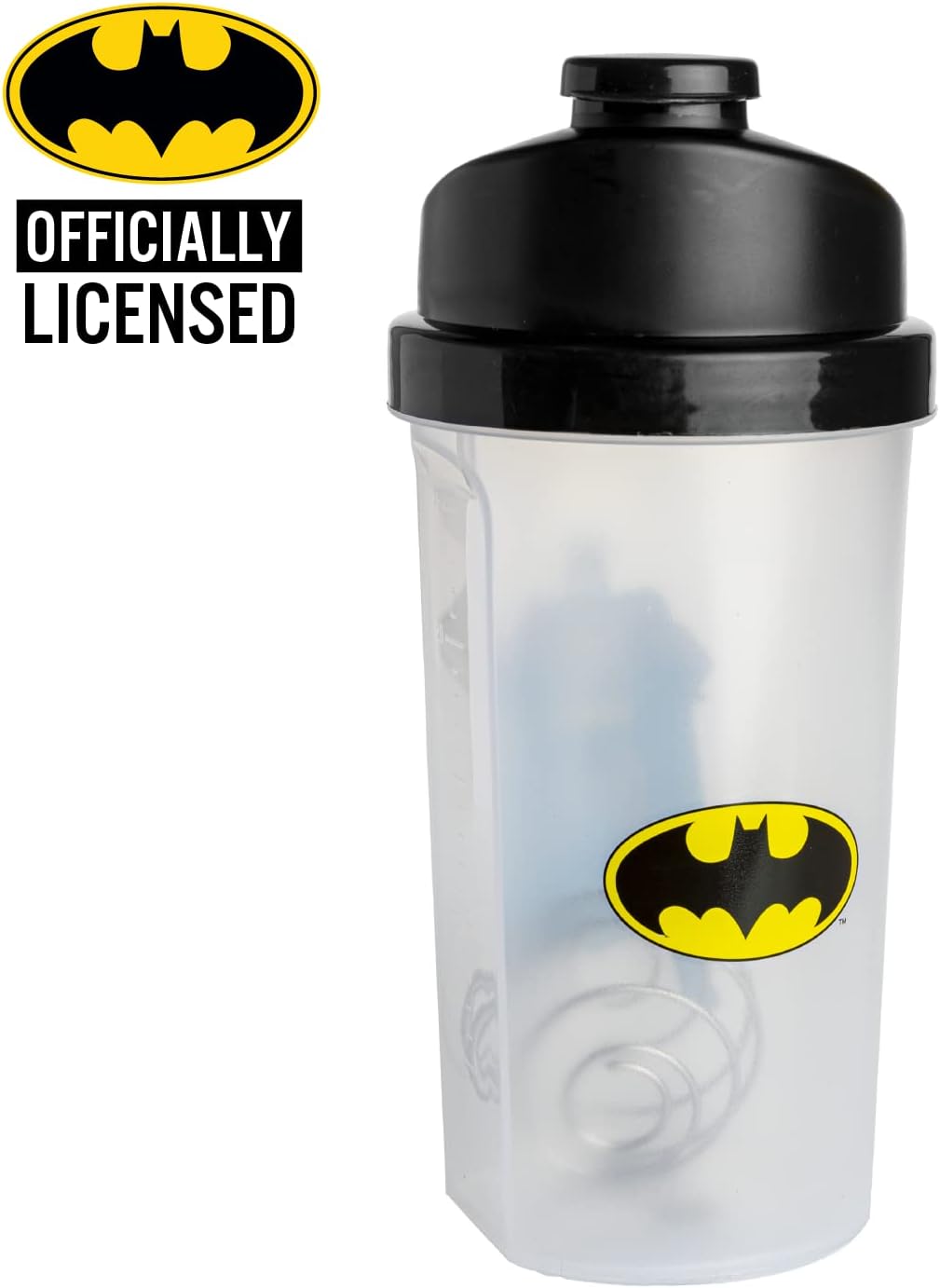 Official DC Comics Batman Protein Shaker Bottle - 23 oz Mixer Cup with Storage & Grid - Novelty Batman Gift for Gym & Fitness Fans