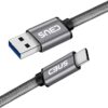 CBUS Heavy-Duty Braided USB-C to USB-A 3.0 Cable (8-inch) - Space Gray SSD Cord for LaCie, Samsung T5, SanDisk, & G-Drives