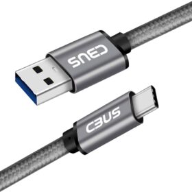 CBUS Heavy-Duty Braided USB-C to USB-A 3.0 Cable (8-inch) - Space Gray SSD Cord for LaCie, Samsung T5, SanDisk, & G-Drives