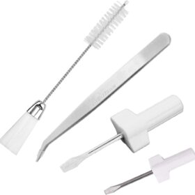 YEQIN 4-Piece Sewing Machine Maintenance Kit – Essential Serger Cleaning & Repair Tool Set with Precision Screwdrivers, Tweezers & Double-Headed Lint Brush