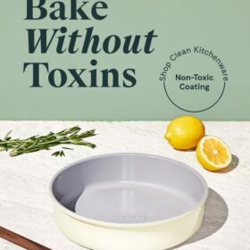 Caraway 9-Inch Ceramic Non-Stick Round Cake Pan - PFAS-Free, Healthy Bakeware for Cakes & Tarts - Cream