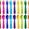 18-Piece Toddler Utensils Set – BPA Free Plastic Flatware for Kids, Includes 9 Spoons & 9 Forks (Assorted Bright Colors)