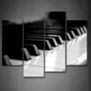 Melody in Monochrome: Black & White Piano Keyboard Canvas Wall Art - 4 Panel Modern Home Decor