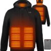 7.4V Heated Hoodie with 16000mAh Battery Pack - 6-Zone Unisex Electric Heating Sweatshirt with Temperature Control