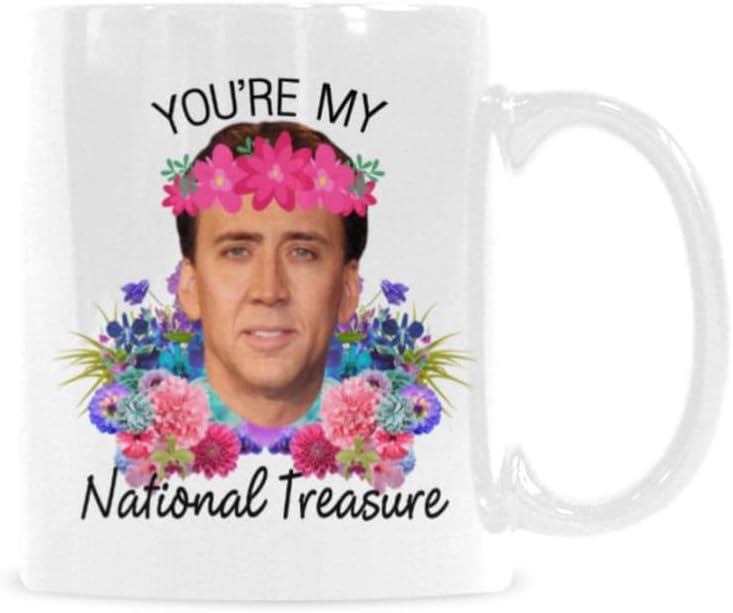 11oz 'You're My National Treasure' Coffee Mug – Unique Novelty Gift Cup for Coffee & Tea Lovers – Funny White Ceramic Coffee Cup with Comfort Grip Handle