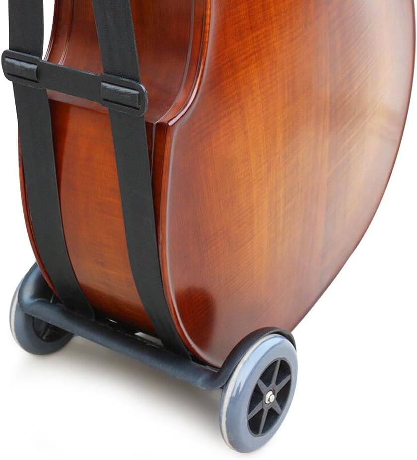 Double Bass Transport Cart with Durable Wheels & Adjustable Strap – Fits 1/10 to 4/4 Size Upright Basses