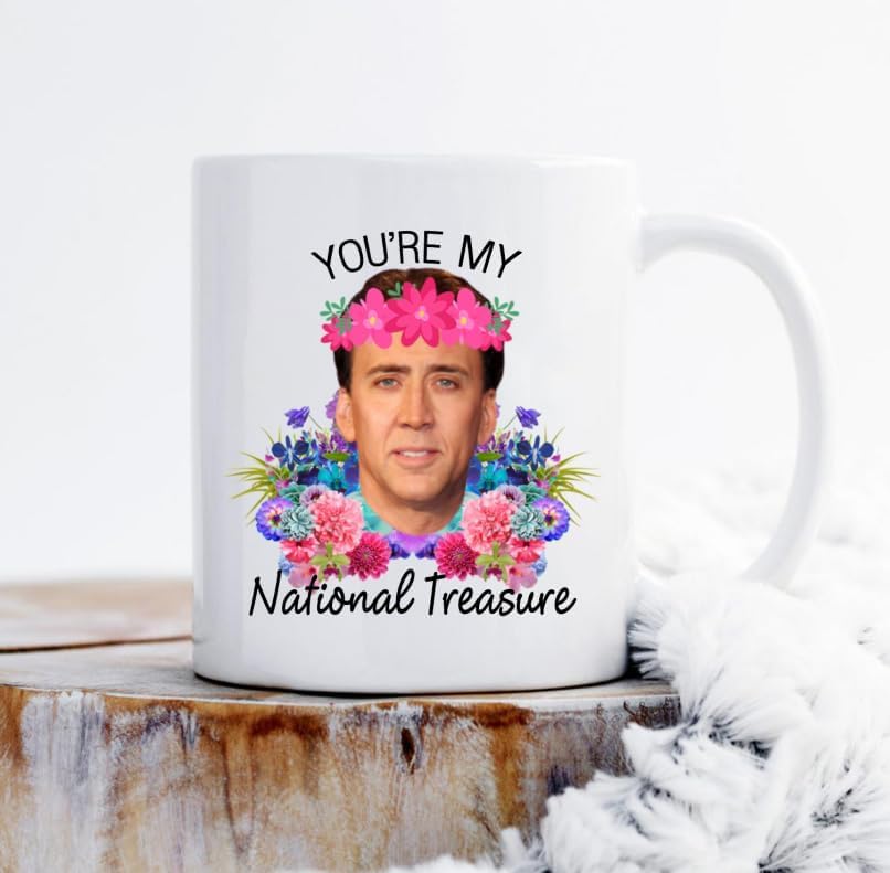 11oz 'You're My National Treasure' Coffee Mug – Unique Novelty Gift Cup for Coffee & Tea Lovers – Funny White Ceramic Coffee Cup with Comfort Grip Handle