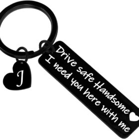 Nimteve Drive Safe Keychain for Men - Initial Handheld Car Keyring - Thoughtful Gift for Husband, Dad, Boyfriend & Him